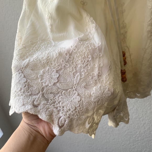 Chaser White Lace Surplice Drawstring Romper M - Picture 10 of 15